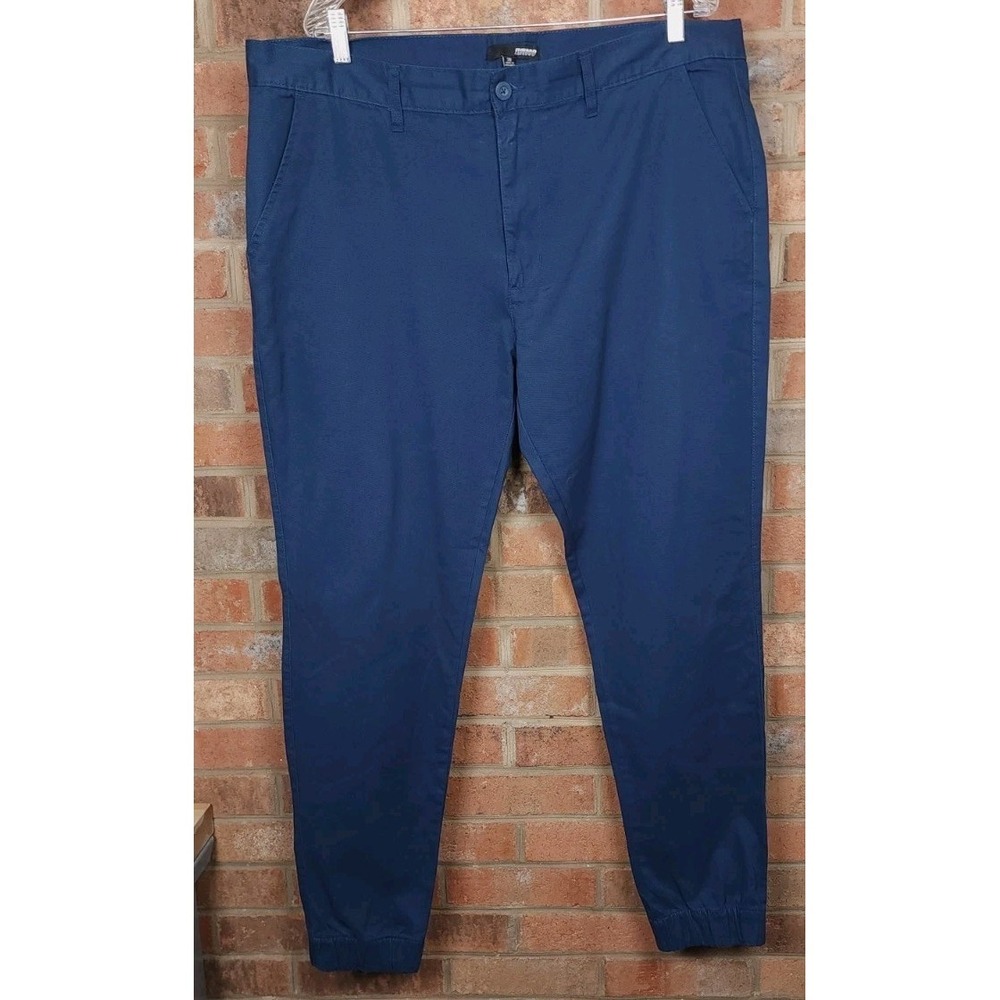 Elwood Jogger Pants Mens 38x30 Blue Cotton Chino Twill Elastic Cuff Streetwear